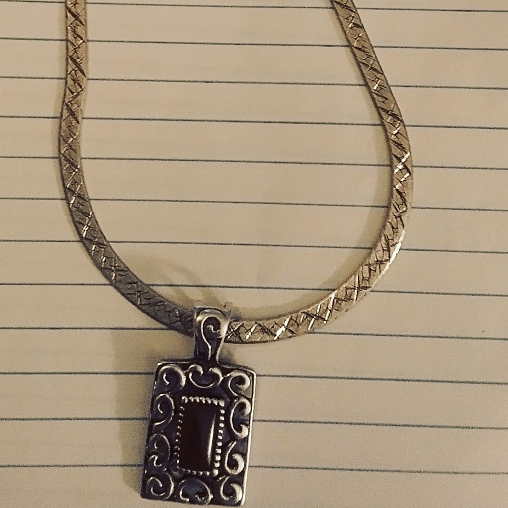 Women's sterling silver 21 in herringbone necklace with sterling silver charm